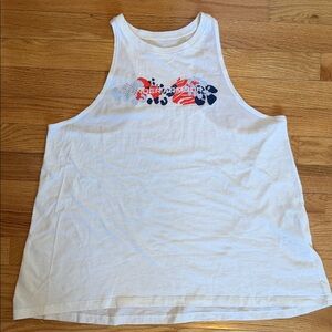 Under Armour White Sleeveless Top with Red and Blue Logo